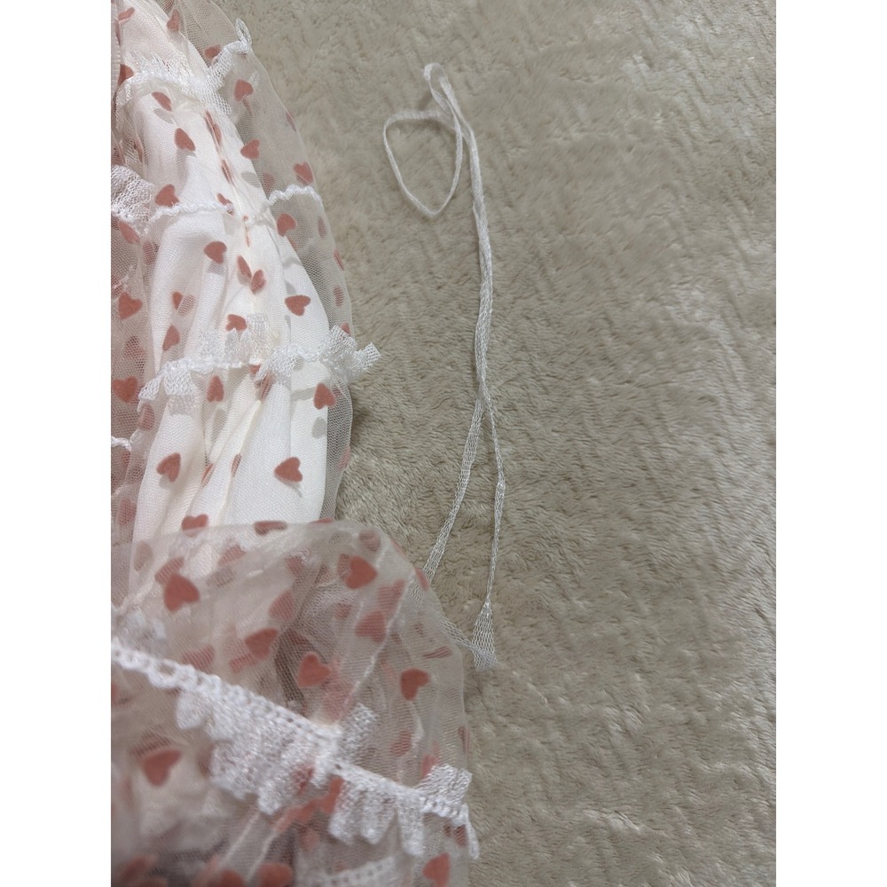 Ivy City Co Sweetheart Dress 4X White Pink Heart Mesh Ruffle Velvet Trim Plus - Picture 11 of 11